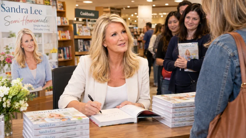 Sandra Lee signing cookbooks at a bookstore event