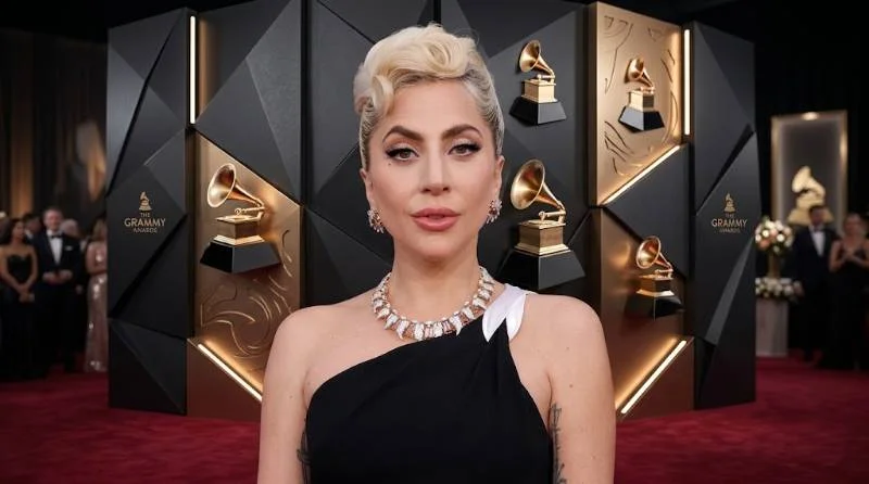 Lady Gaga in profile at a piano, showing the face shape discussed in nose comparisons