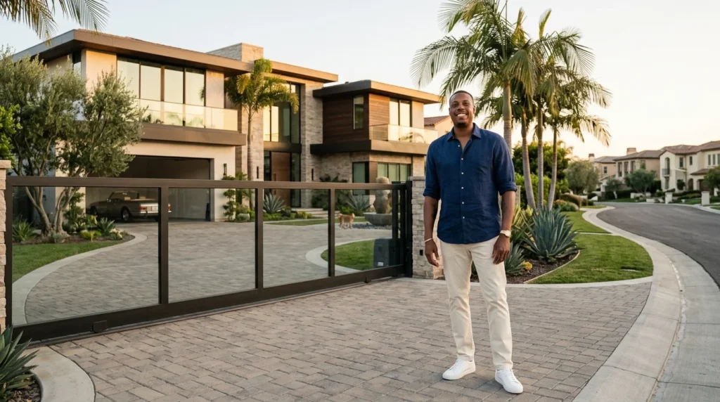 Paul Pierce outside a Southern California home in a gated community